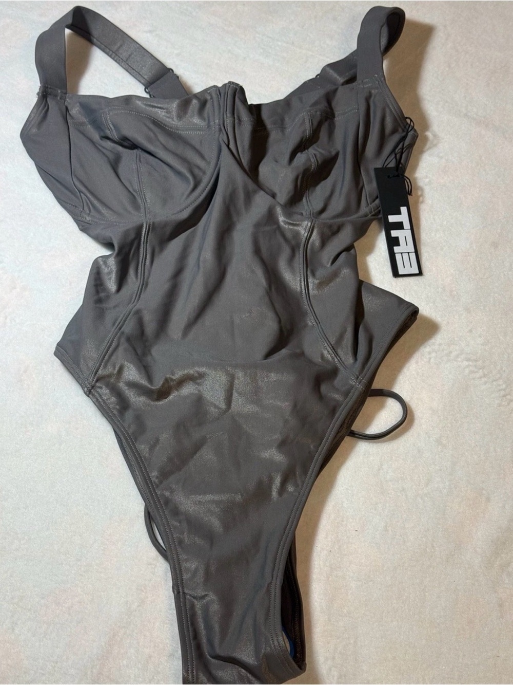 Ta3 Hi-Cut Lifty One Piece Bathing Suit. Size Small - Regular/Long. Pewter.